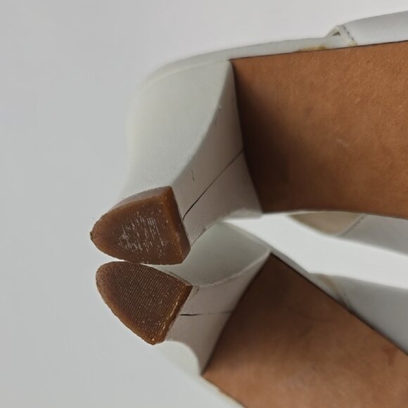 Enzo Angiolini Women's White Leather Slingback Peep Toe Heeled Shoes Size 6B - Picture 8 of 16